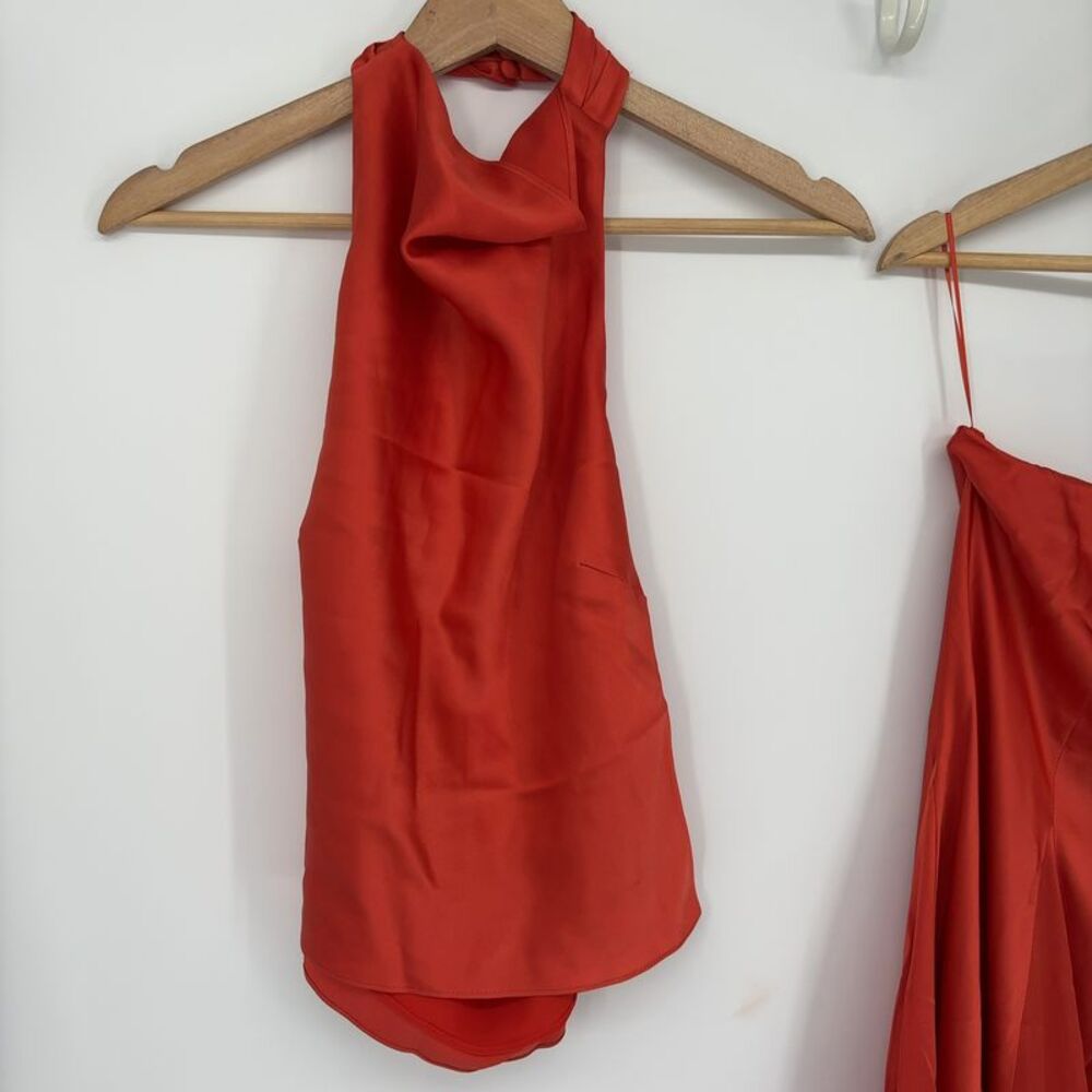 Reformation Red Satin Maxi Skirt